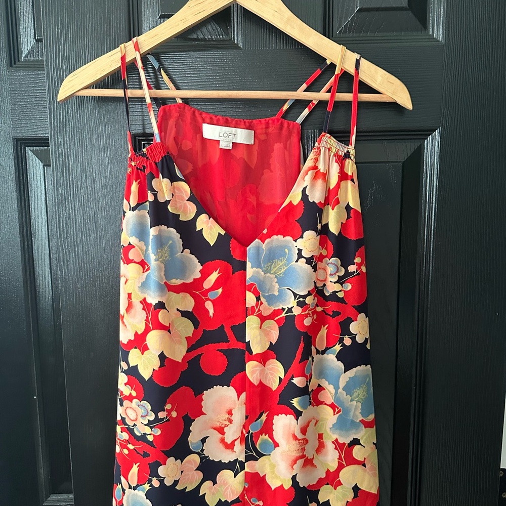 LOFT Red Floral Camisole Top